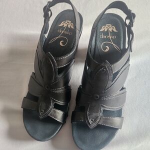 Dansko Dark Leather Cutout Mules